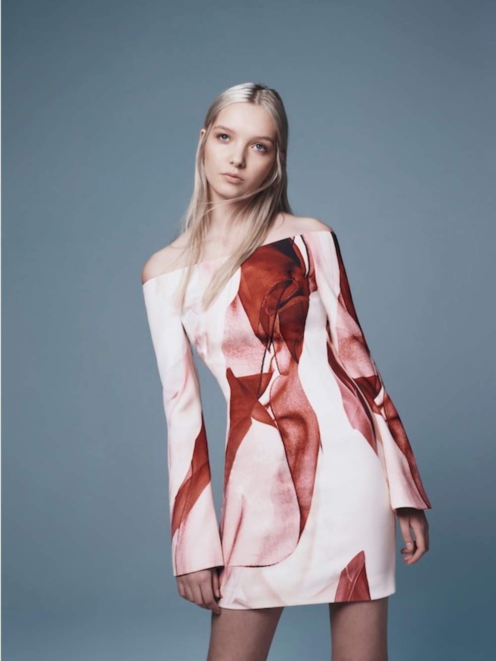 KEEPSAKE the Label One-Shoulder Abstract Pink & Rust Mini Dress